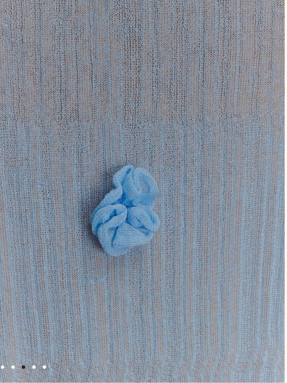 Meshki Brynn Orchid Knit Maxi Dress in Baby Blue with Floral Rosettes - Picture 5 of 5